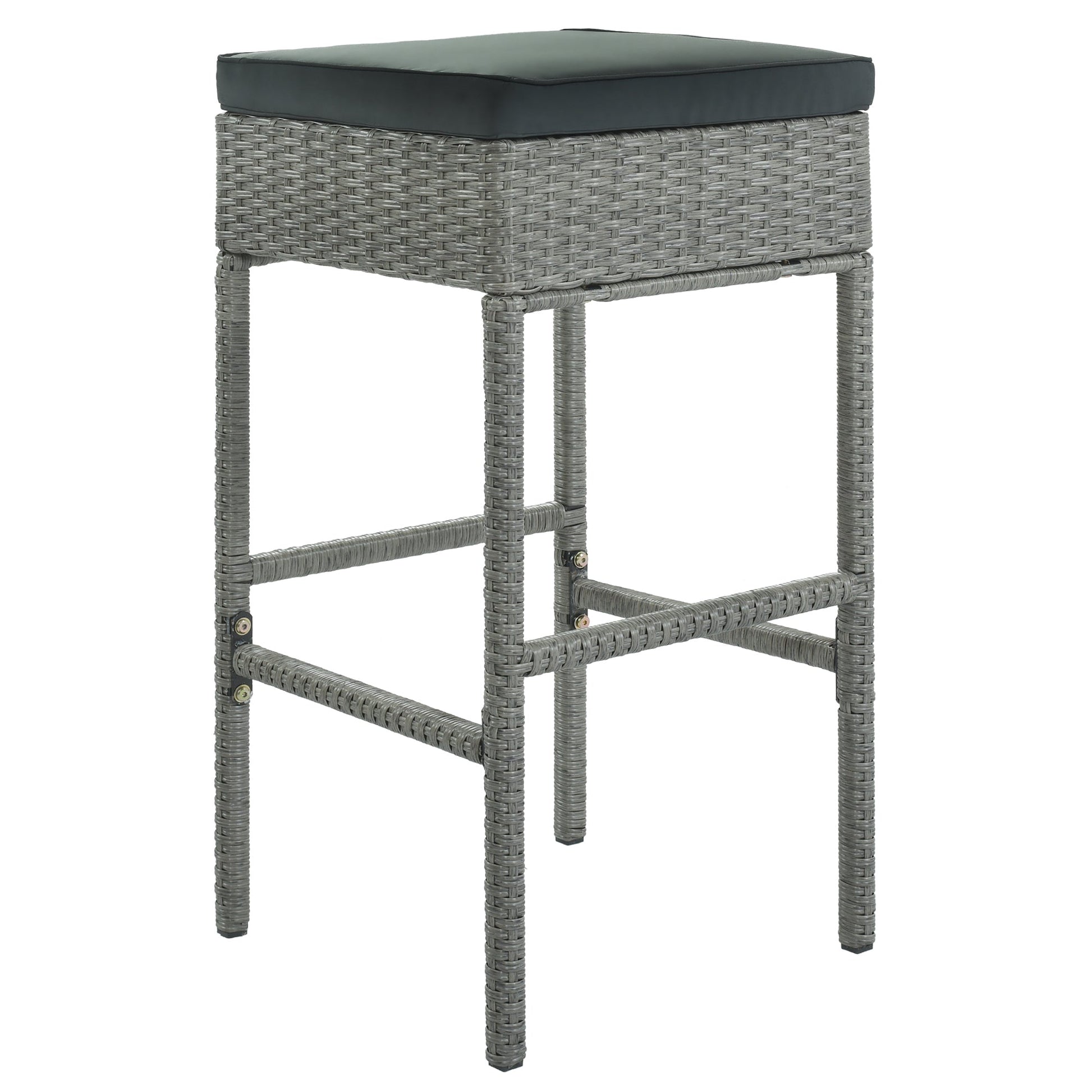 TOPMAX 5-Piece Rattan Dining Table Set with Storage Shelf (Gray)-13