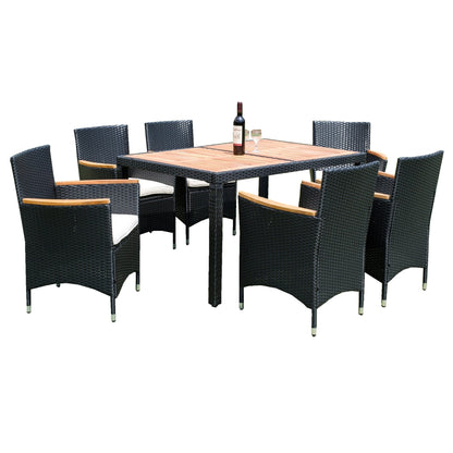 EELIFEE 7-Piece Patio Wicker Dining Set with Acacia Wood Top-20