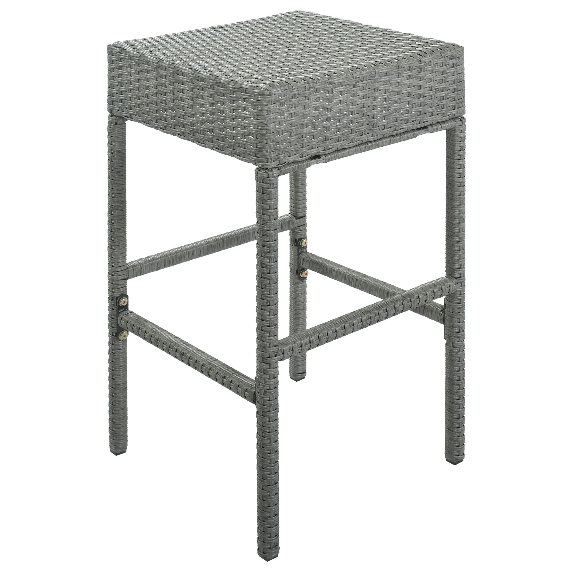 TOPMAX 5-Piece Rattan Dining Table Set with Storage Shelf (Gray)-14