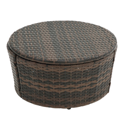 TOPMAX Rattan Round Lounge with Canopy and Lift Coffee Table-6