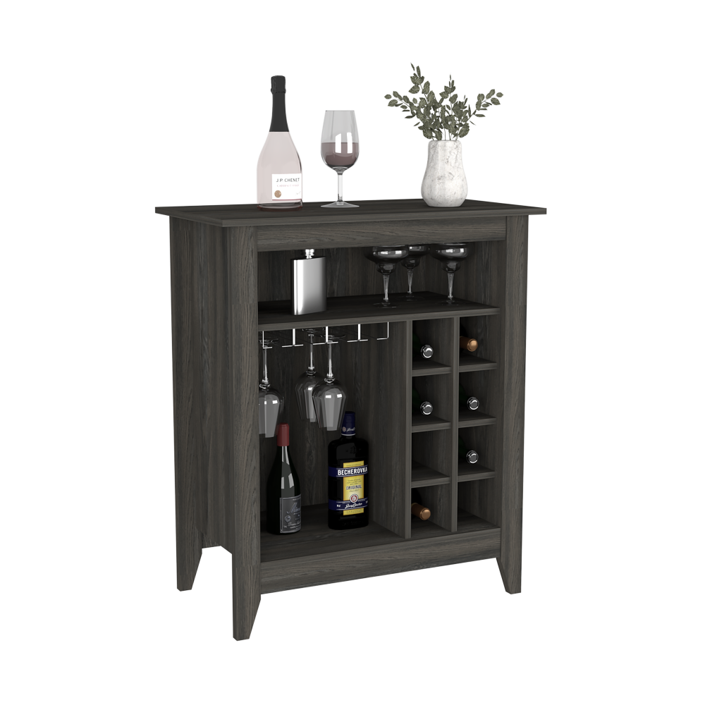 Bar Cabinet Castle, One Open Shelf, Six Wine Cubbies, Carbon Espresso Finish-5