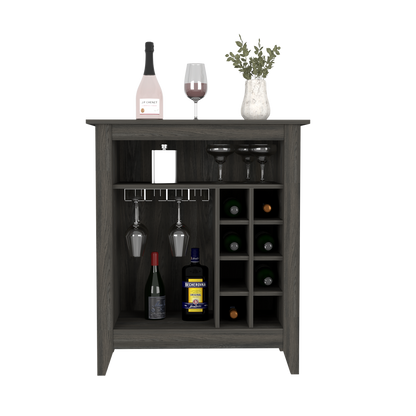 Bar Cabinet Castle, One Open Shelf, Six Wine Cubbies, Carbon Espresso Finish-3