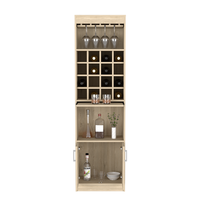 Bar Cabinet Atanasio, Rack, 16 Wine Cubbies, Light Pine Finish-6