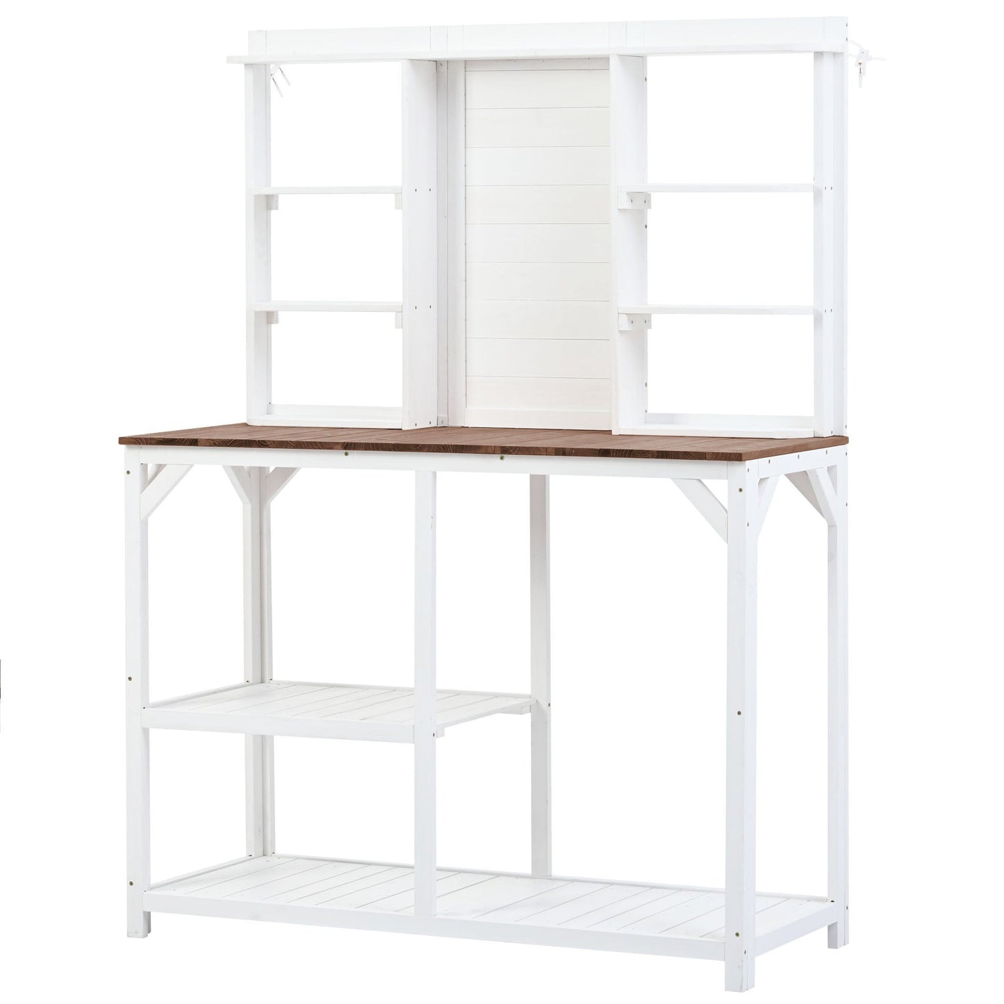 TOPMAX 64.6" Large Outdoor Potting Bench (White)-10