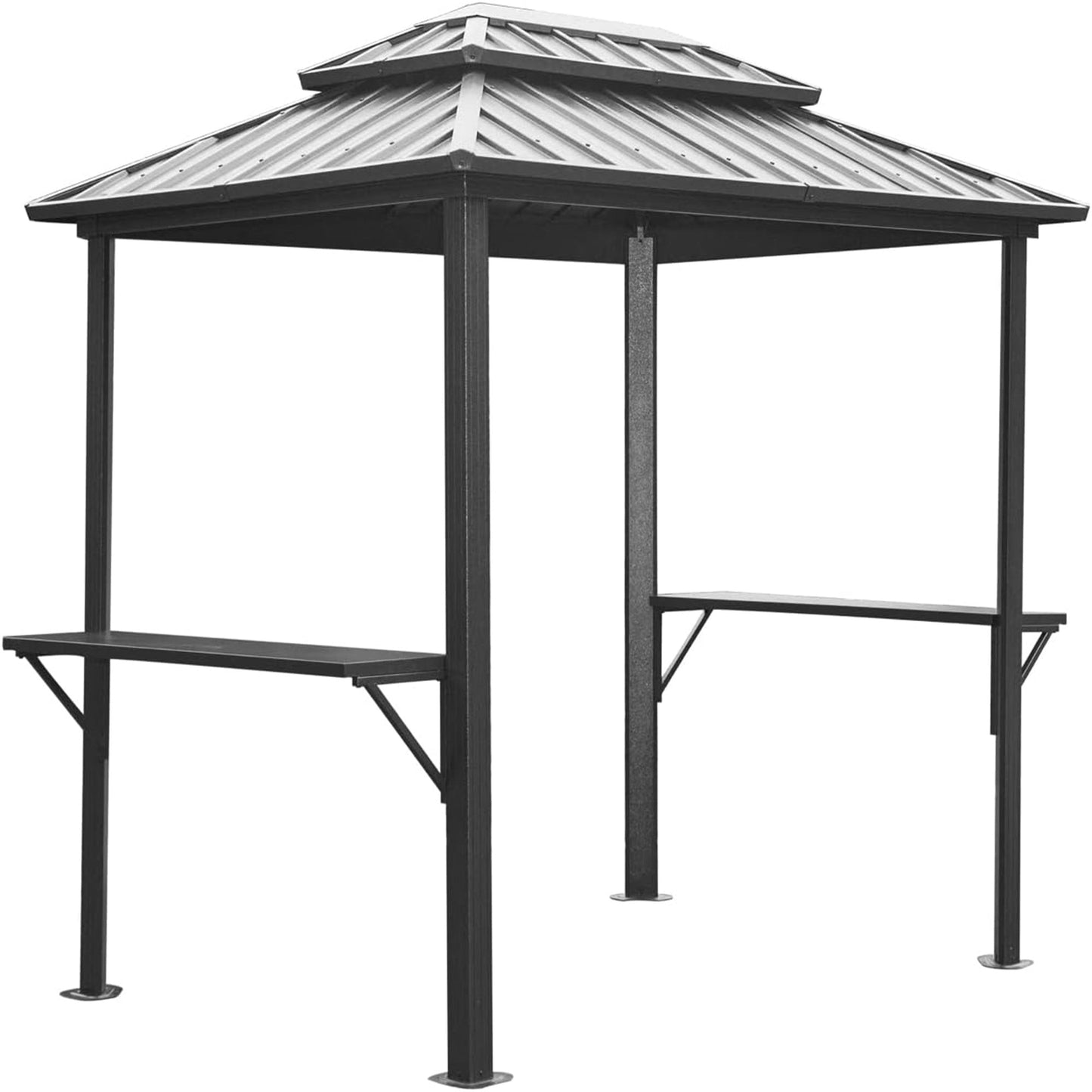 TOPMAX 8' × 6' Aluminum Grill Gazebo with Shelves (Grey)-8