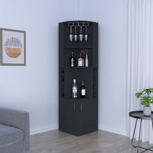 Load image into Gallery viewer, Bar Cabinet Papprika, 8 Wine Cubbies, Double Door, Black Wengue Finish-0
