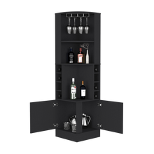 Load image into Gallery viewer, Bar Cabinet Papprika, 8 Wine Cubbies, Double Door, Black Wengue Finish-5
