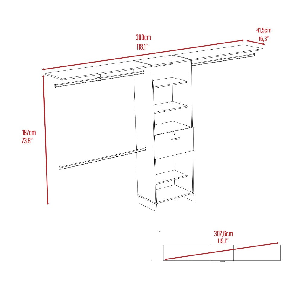 Closet System Ashland, Five Shelves, Black Wengue Finish-7