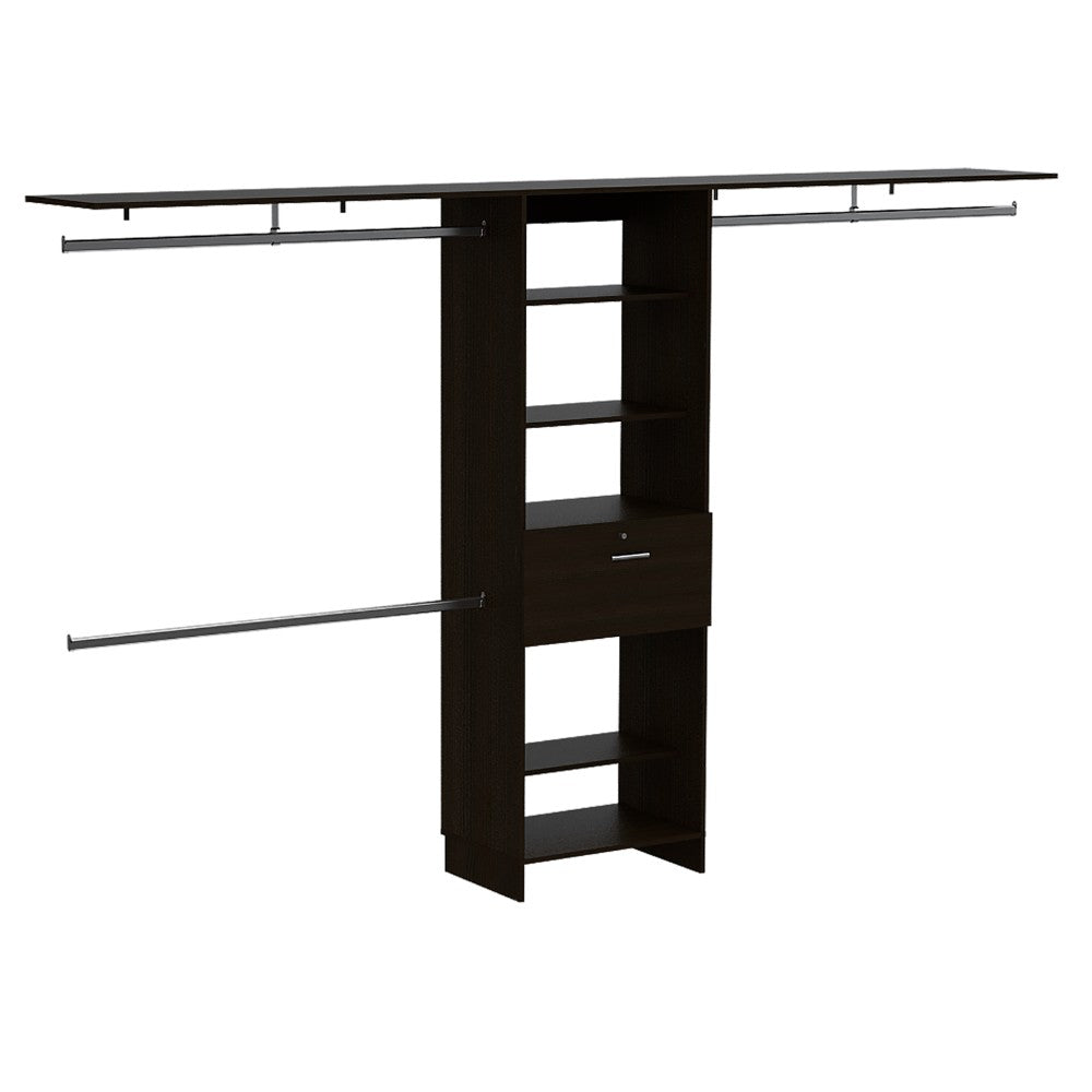 Closet System Ashland, Five Shelves, Black Wengue Finish-3