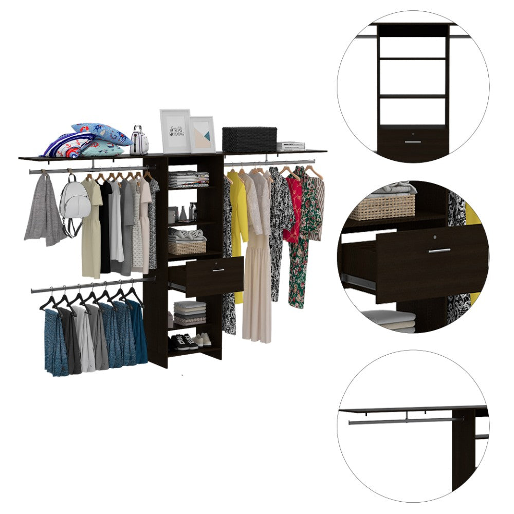 Closet System Ashland, Five Shelves, Black Wengue Finish-2