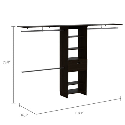 Closet System Ashland, Five Shelves, Black Wengue Finish-5