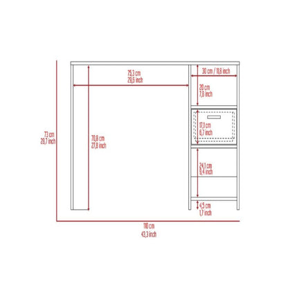 Computer Desk Odessa with Single Drawer and Open Storage Cabinets, Black Wengue Finish-8