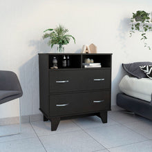 Load image into Gallery viewer, Double Drawer Dresser Arabi, Two Shelves, Black Wengue Finish-0
