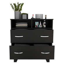 Load image into Gallery viewer, Double Drawer Dresser Arabi, Two Shelves, Black Wengue Finish-2
