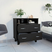 Load image into Gallery viewer, Double Drawer Dresser Arabi, Two Shelves, Black Wengue Finish-1
