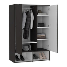 Load image into Gallery viewer, Armoire Barletta, Five Shelves, Black Wengue / White Finish-4
