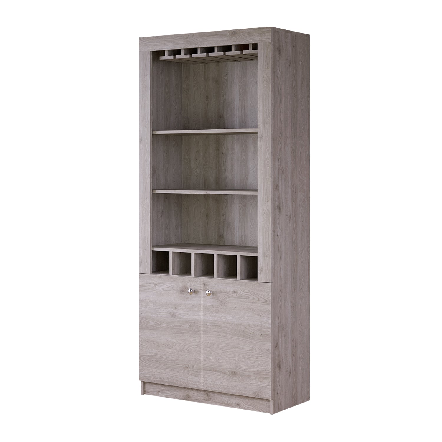 Bar Cabinet Margarita, Five Wine Cubbies, Light Gray Finish-2