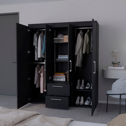 Armoire Elma, Two Drawers, Three Cabinets, Black Wengue Finish-1