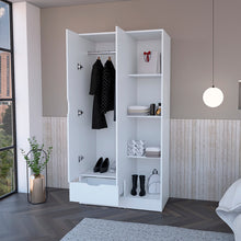 Load image into Gallery viewer, Armoire Dover with Four Storage Shelves, Drawer and Double Door, White Finish-1
