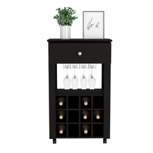 Load image into Gallery viewer, Bar Cart Bayamon, Twelve Wine Cubbies, Four Legs, Black Wengue Finish-2
