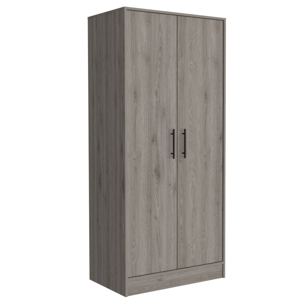 180 Armoire Beery, Double Door, Metal Rod, One Drawer, Light Gray Finish-5