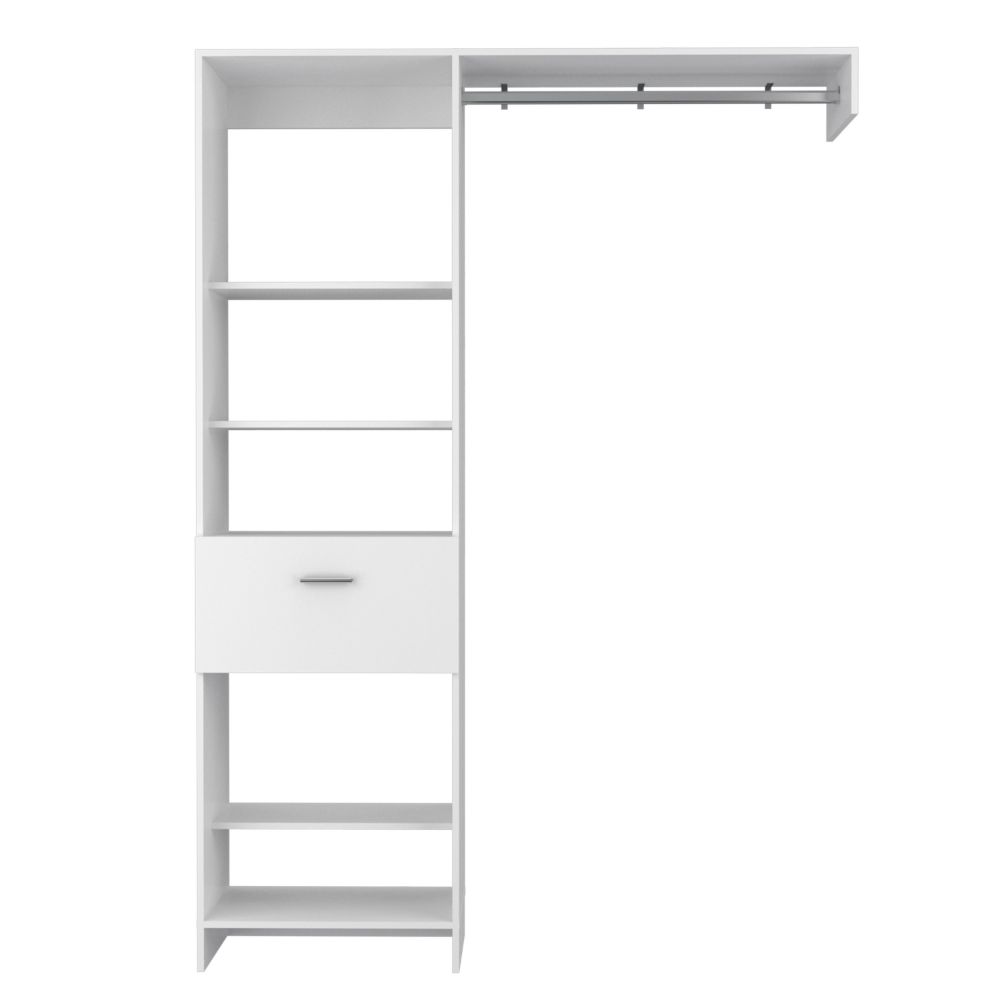 150 Closet System British, One Drawer, Three Metal Rods, White Finish-3