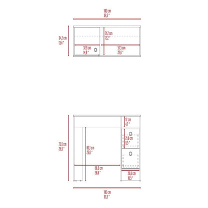 Office Set Budest, Two Drawers, Wall Cabinet, Single Door Cabinet, Light Oak Finish-8