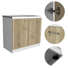 Load image into Gallery viewer, Utility Sink Vernal, Double Door, White / Light Oak Finish-5
