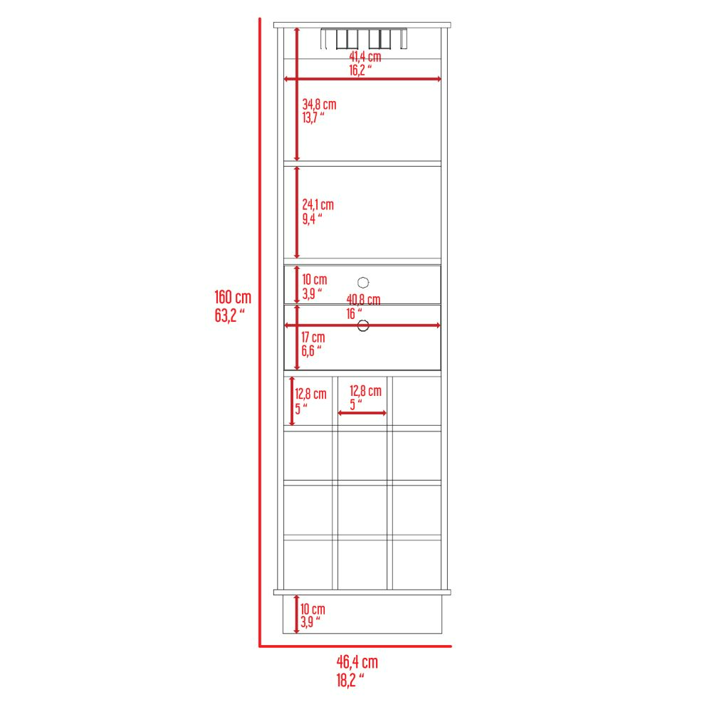 Bar Cabinet Bureck, Two Drawers, Twelve Wine Cubbies, Black Wengue Finish-8