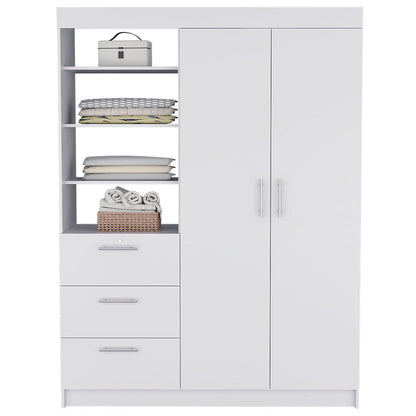 Armoire Rumanu, Three Drawers, White Finish-3