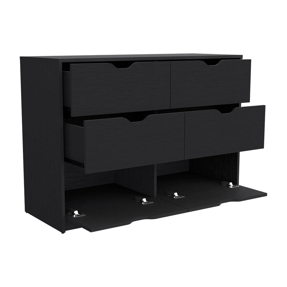 Stockley 3 Piece Bedroom Set, Nightstand + Dresser + Dresser Narrow, Black Wengue Finish-4