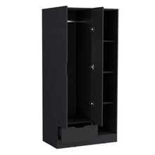 Load image into Gallery viewer, Armoire Dover, 4 Shelves, Drawer and Double Door, Black Wengue Finish-5

