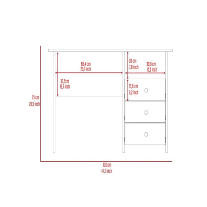 Writing Desk Brentwood with Three Drawers and Open Storage Shelf, Light Gray Finish-7