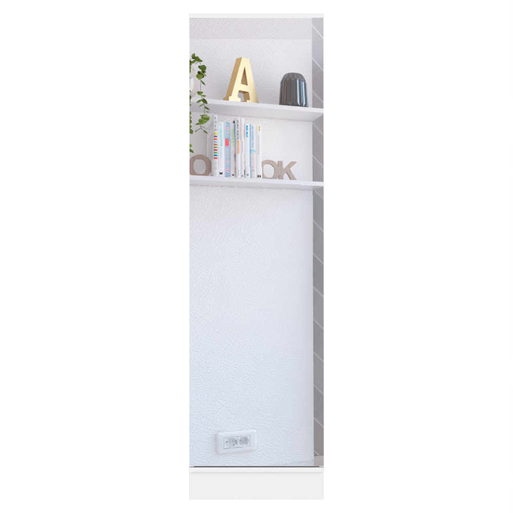 Shoe Rack Chimg, Mirror, Five Interior Shelves, Single Door Cabinet, White Finish-2