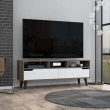 Load image into Gallery viewer, Tv Stand 2.0 For TV´s up 52&quot; Bull, Three Open Shelves,Two Drawers, Dark Brown / White Finish-0
