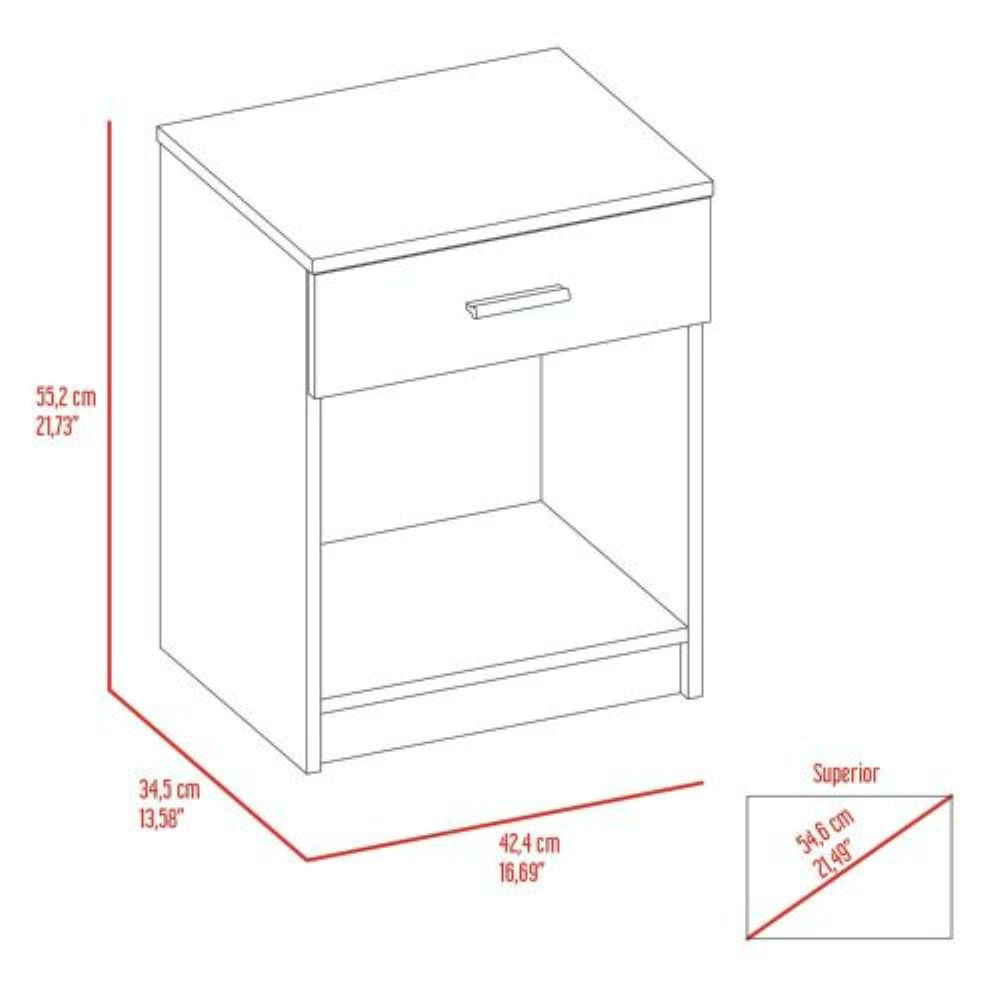 Nightstand Coco, Single Drawer, Lower Shelf, Light Gray Finish-7