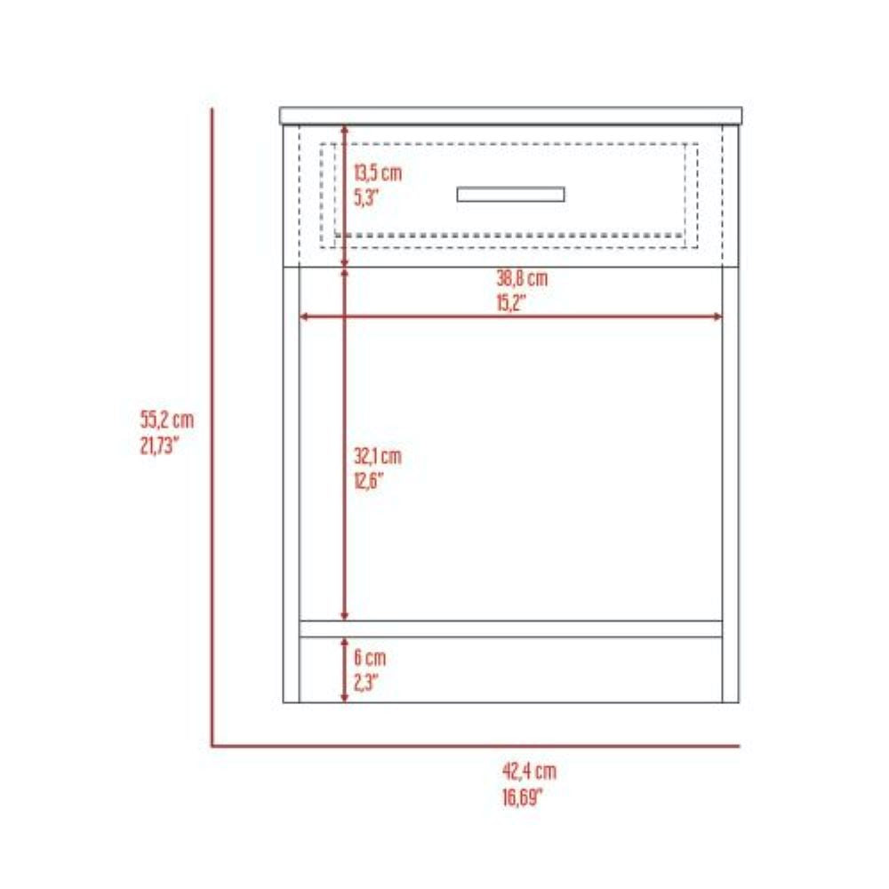 Nightstand Coco, Single Drawer, Lower Shelf, Light Gray Finish-8