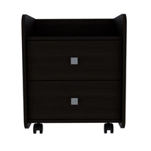 Load image into Gallery viewer, Nightstand Csmet, Metal Handle, Two Drawers, Black Wengue Finish-3
