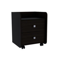 Load image into Gallery viewer, Nightstand Csmet, Metal Handle, Two Drawers, Black Wengue Finish-5
