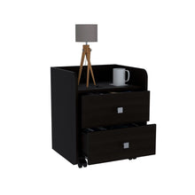 Load image into Gallery viewer, Nightstand Csmet, Metal Handle, Two Drawers, Black Wengue Finish-4

