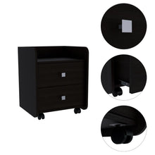 Load image into Gallery viewer, Nightstand Csmet, Metal Handle, Two Drawers, Black Wengue Finish-6
