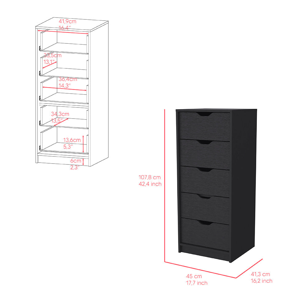 Stockley 3 Piece Bedroom Set, Nightstand + Dresser + Dresser Narrow, Black Wengue Finish-7