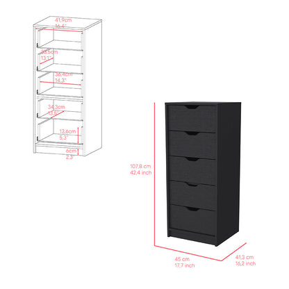 Stockley 3 Piece Bedroom Set, Nightstand + Dresser + Dresser Narrow, Black Wengue Finish-7