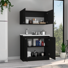 Load image into Gallery viewer, Cabinet Set Zeus, Two Shelves, Black Wengue Finish-1
