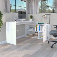 Load image into Gallery viewer, L-Shaped Desk Desti, Single Door Cabinet, White Finish-1
