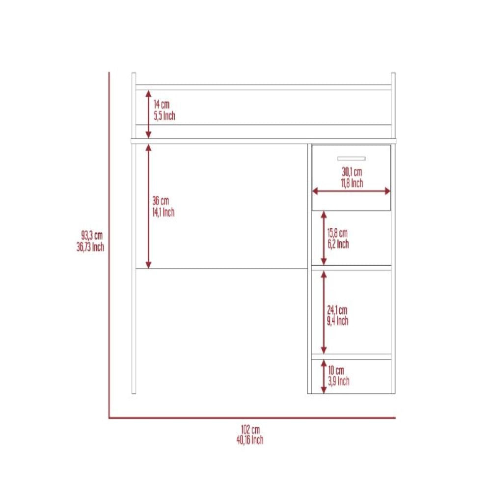 Computer Desk Delmar with Open Storage Shelves and Single Drawer, Light Gray Finish-8