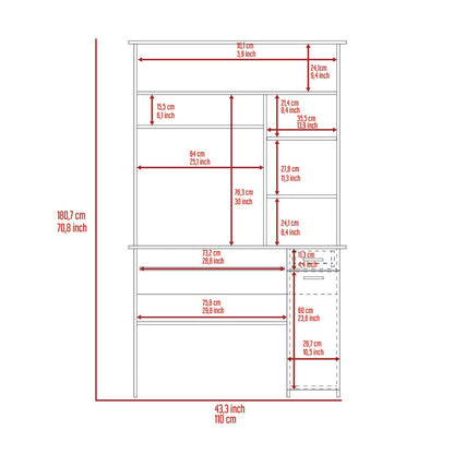 Computer Desk Acequia, Multiple Shelves, Smokey Oak Finish-8