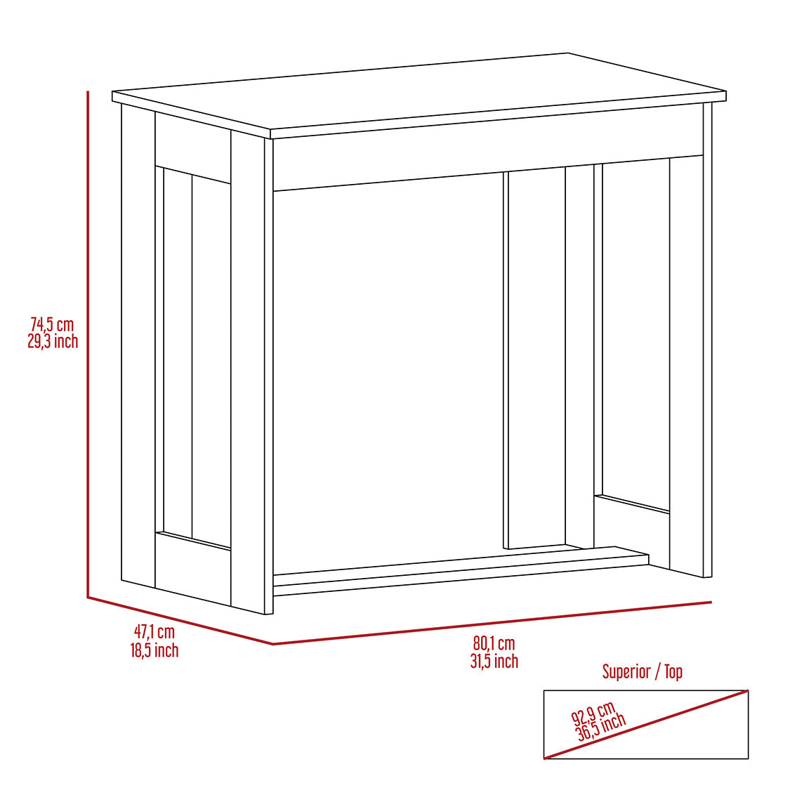 Desk Honolulu, Writing Desk, Light Gray Finish-7