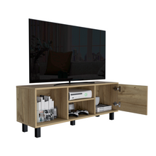 Load image into Gallery viewer, Tv Stand for TV´s up 43&quot; Three Open Shelves Fredericia, One Cabinet, Light Oak Finish-4
