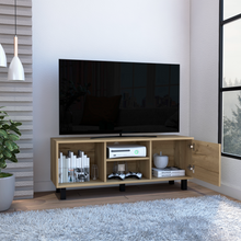 Load image into Gallery viewer, Tv Stand for TV´s up 43&quot; Three Open Shelves Fredericia, One Cabinet, Light Oak Finish-1
